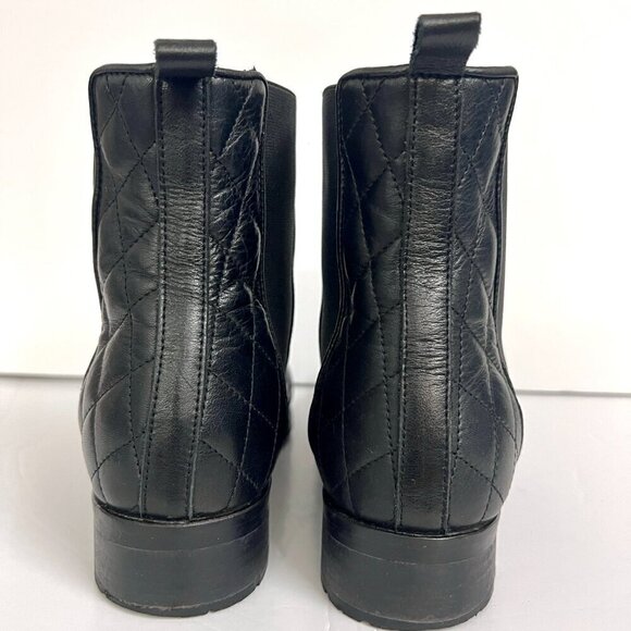 Fabianelli Black Leather Quilted Stretch Chelsea Ankle Boot Sz 37 - Picture 7 of 13